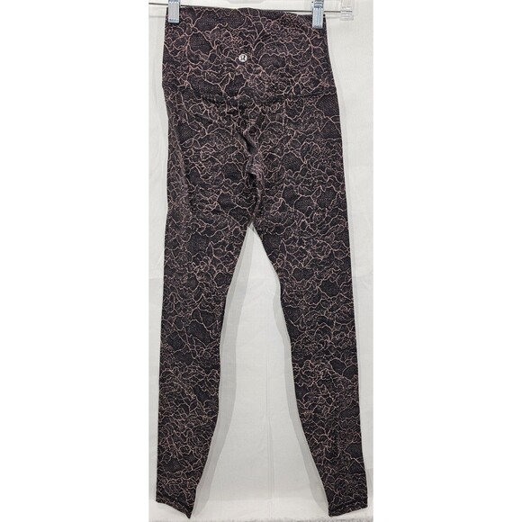 Lululemon Womens Align Leggings Full Length Pocket Lacescape Black Yoga Size 2 - Picture 1 of 13